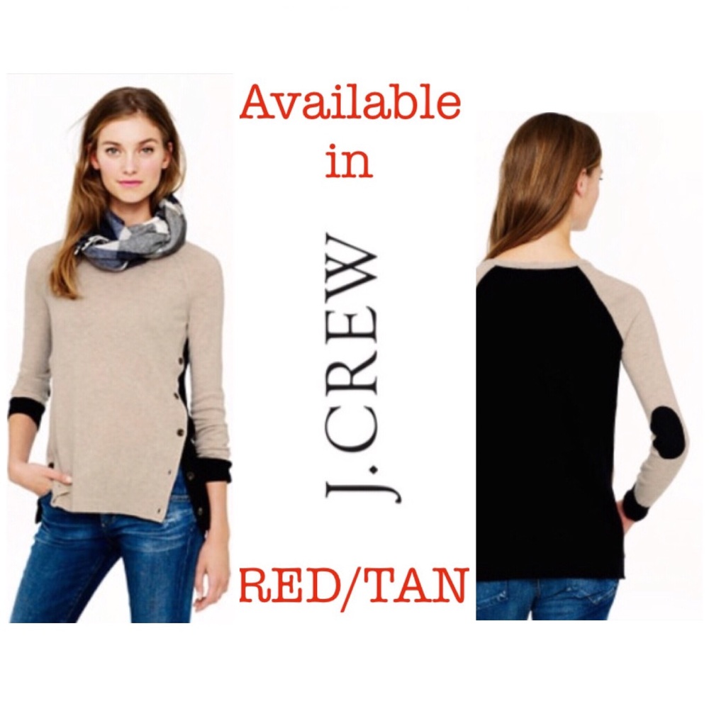 J. Crew Side Button Sweater in Red/Tan Color Block
